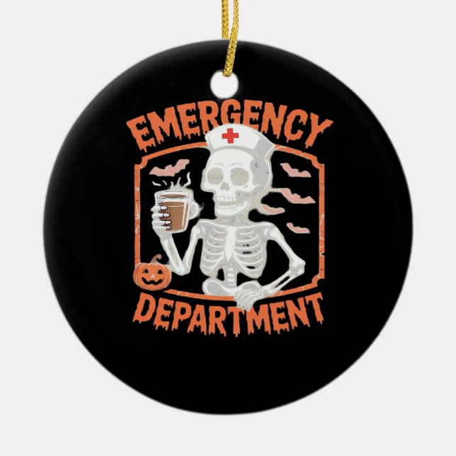 Ornamento De Cerâmica Emergency Department Funny Halloween Nurse Essenti (Frente)