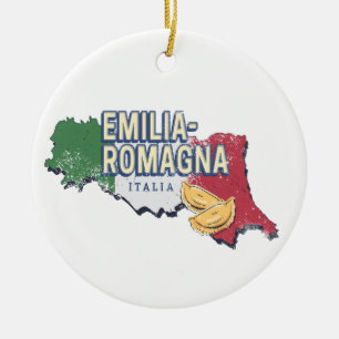 Ornamento De Cerâmica Emilia Romagna Flag Itália Retro Region Map Vintag