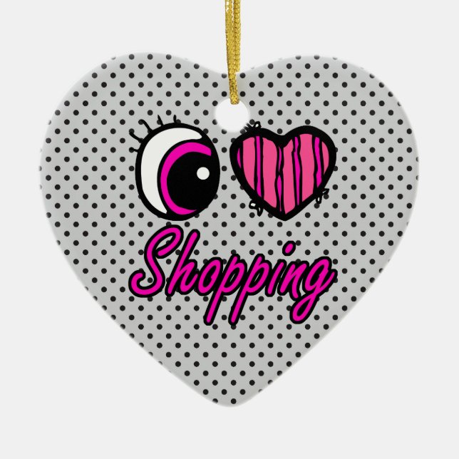 Ornamento De Cerâmica Emo Eye Heart I Love Comprando (Frente)