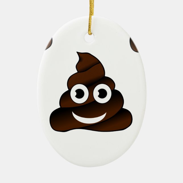 Ornamento De Cerâmica emoji de cocô engraçado (Frente)