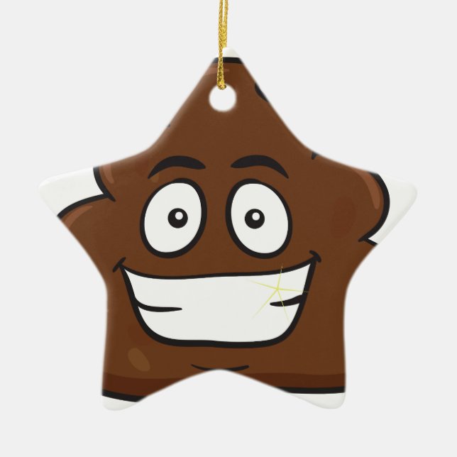 Ornamento De Cerâmica emoji de cocô engraçado (Frente)