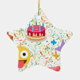 Ornamento De Cerâmica emoji de feliz aniversário