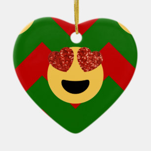Ornamento De Cerâmica emoji do coração de natal