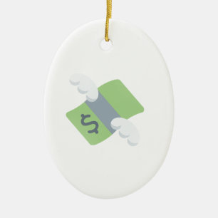 Ornamento De Cerâmica emoji do dinheiro do vôo