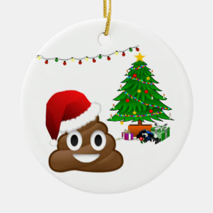 Ornamento De Cerâmica emoji do poo do Natal