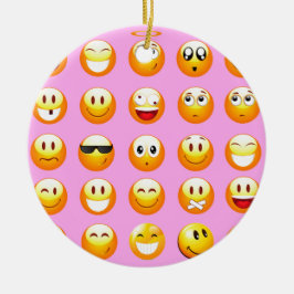 Ornamento De Cerâmica emoji rosa pastel
