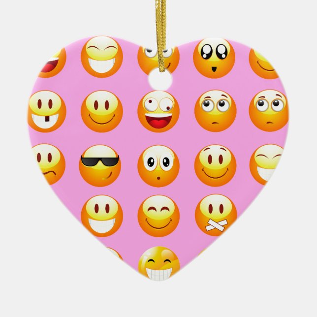 Ornamento De Cerâmica emoji rosa pastel (Frente)