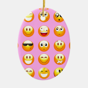 Ornamento De Cerâmica emoji rosa pastel