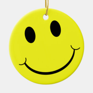 Ornamento De Cerâmica Emoji - Sorriso Amarelo Brilhante