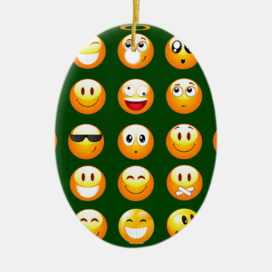 Ornamento De Cerâmica emoji verde-escuro
