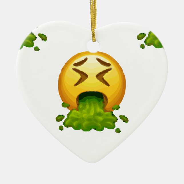 Ornamento De Cerâmica emoji vomitando (Frente)
