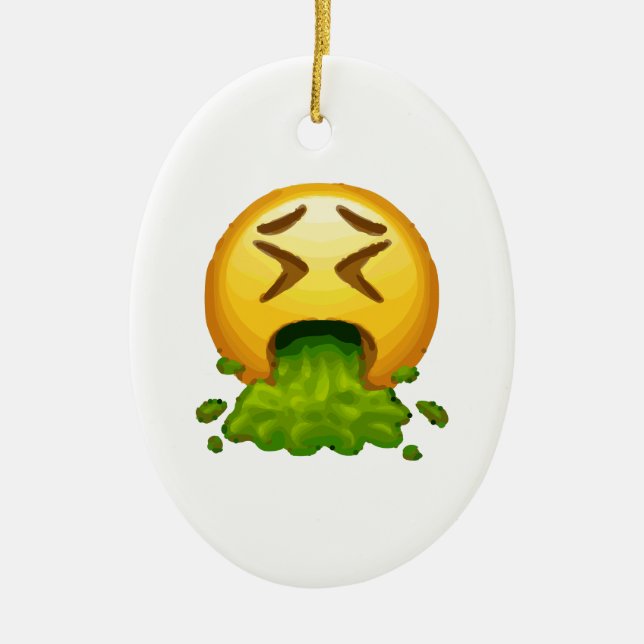 Ornamento De Cerâmica emoji vomitando (Frente)