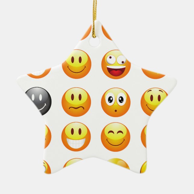 Ornamento De Cerâmica emojis (Frente)