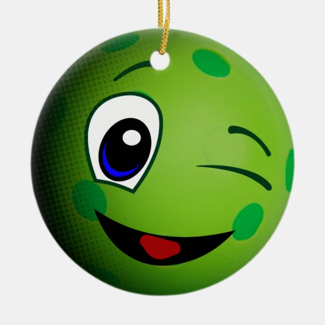 Ornamento De Cerâmica Emoticon de Pickleball Bonito (Frente)