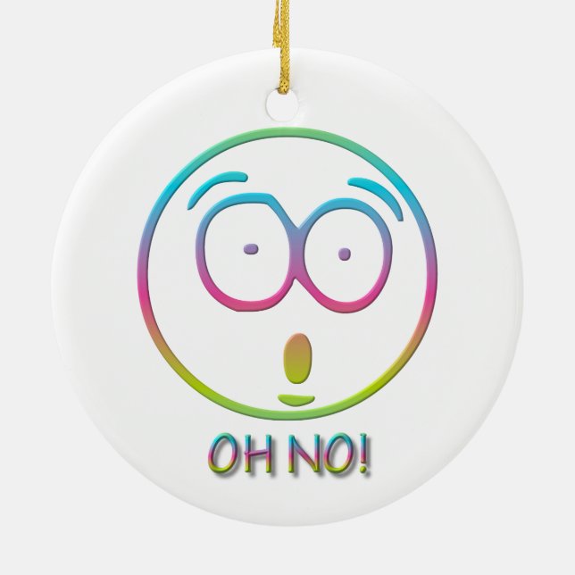 Ornamento De Cerâmica Emoticon "Oh não!" (Traseira)