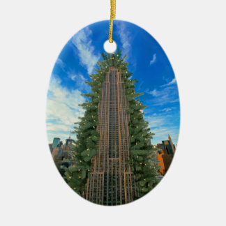 Ornamento De Cerâmica Empire State Building Morphed to Xmas Tree