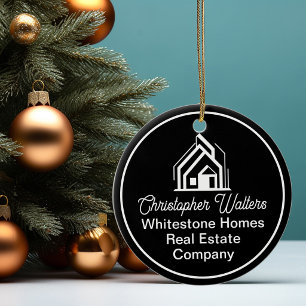 Ornamento De Cerâmica Empresa de Imóveis Chic Black Corretor Personaliza