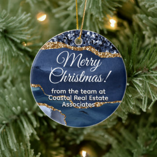 Ornamento De Cerâmica Empresa empresarial Dourado Promocional azul