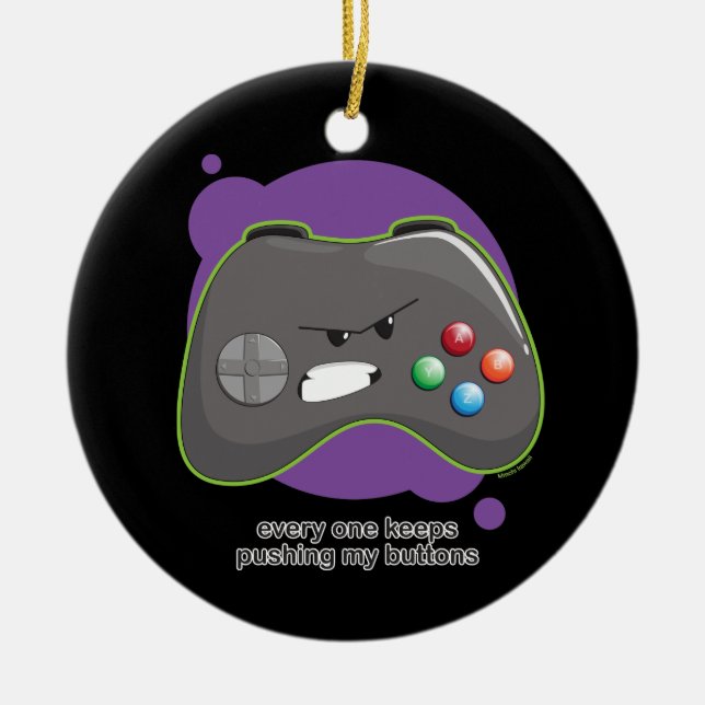 Ornamento De Cerâmica Empurre meus botões (Frente)