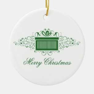 Ornamento De Cerâmica Encaminhamentos de Férias Presentes, Verde