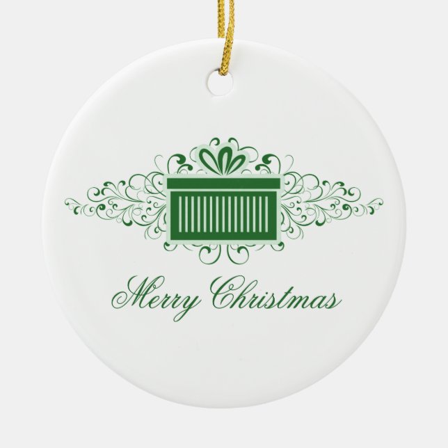 Ornamento De Cerâmica Encaminhamentos de Férias Presentes, Verde (Frente)
