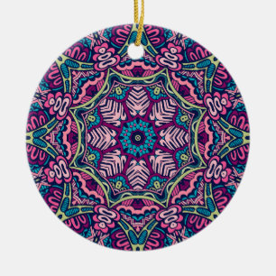 Ornamento De Cerâmica Encantador padrão contínuo de mandala colorido cer