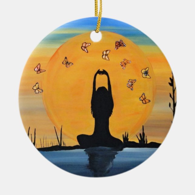 Ornamento De Cerâmica Encontrando seu zen (Frente)