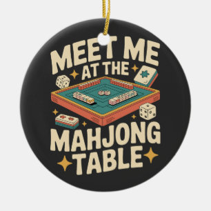 Ornamento De Cerâmica Encontre-me à Mesa de Mahjong Retro Vintage