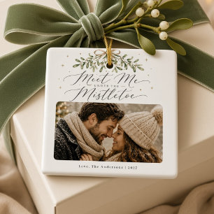 Ornamento De Cerâmica Encontre-me Debaixo do Visco Casal Personalizado 