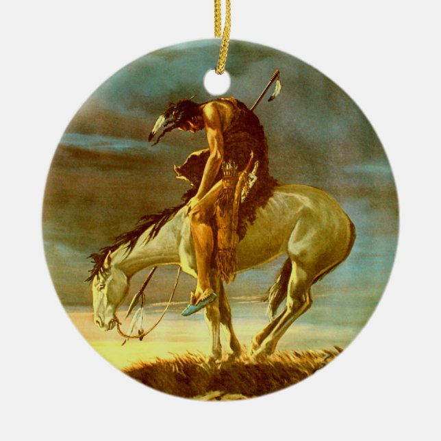 ORNAMENTO DE CERÂMICA END OF THE TRAIL (Frente)