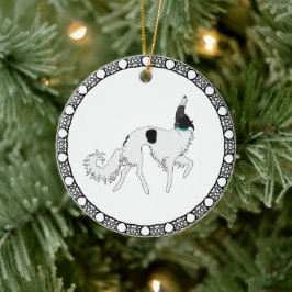 Ornamento De Cerâmica Enfeitado Borzoi de Natal