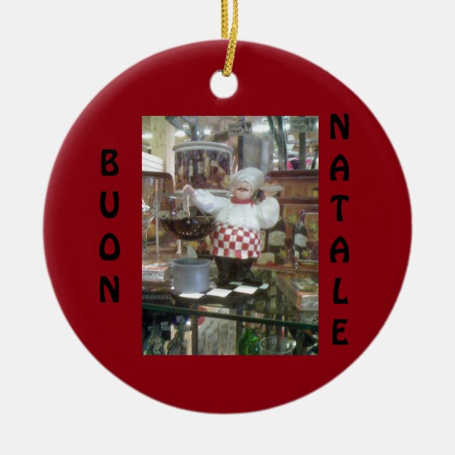 ORNAMENTO DE CERÂMICA **ENFEITES DE NATAL CHEF** ITALIANO (Frente)