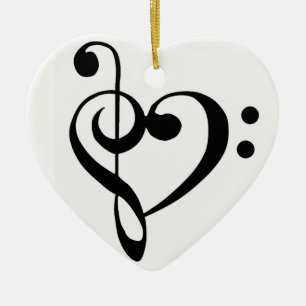 ORNAMENTO DE CERÂMICA **ENFEITES DE NATAL** COM CORAÇÃO DE NOTAS MUSIC