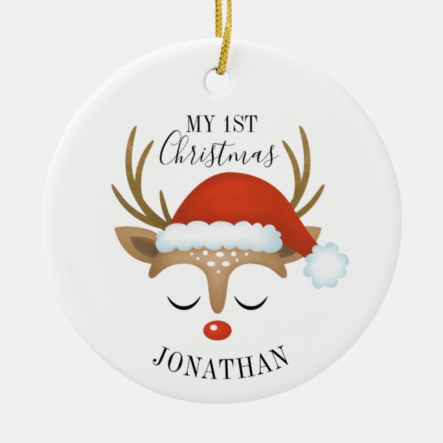 Ornamento De Cerâmica Enfermeira-branca Bebê 1rua Foto de Natal (Frente)