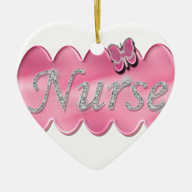 Ornamento De Cerâmica Enfermeira com borboleta (Frente)