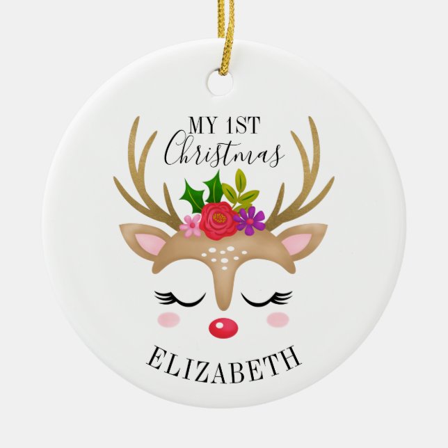 Ornamento De Cerâmica Enfermeira Cute Personalizada Bebê 1 rua Natal (Frente)