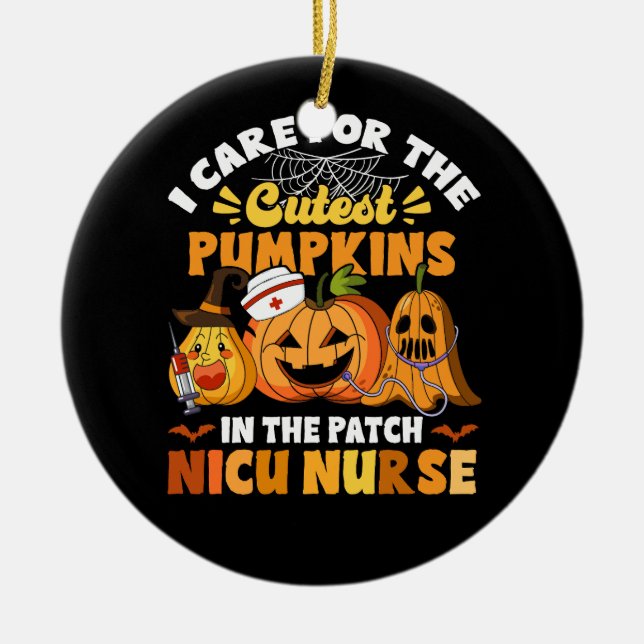 Ornamento De Cerâmica Enfermeira da NICU Halloween Eu Preocupo-Me Com A  (Frente)