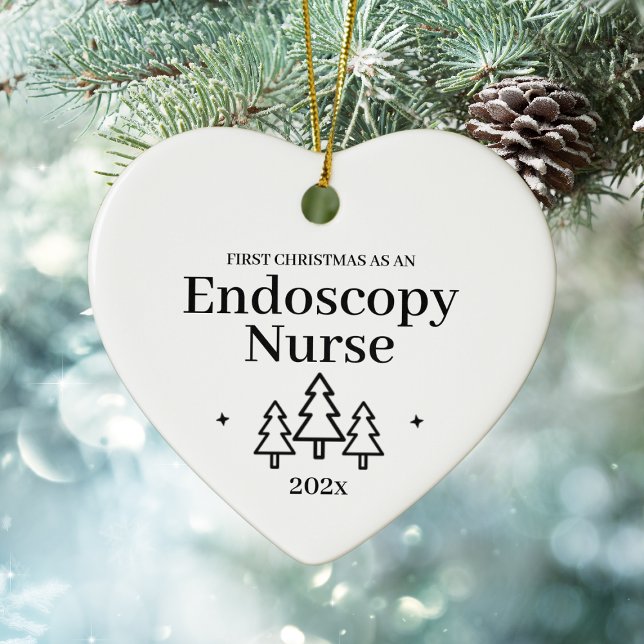Ornamento De Cerâmica Enfermeira de Endoscopia Primeira Ornação de Natal (Endoscopy Nurse First Christmas Ornament
)