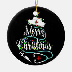 Ornamento De Cerâmica Enfermeira de Natal Stethoscope Árvore de Natal L
