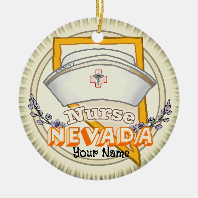 Ornamento De Cerâmica Enfermeira de Nevada (Frente)