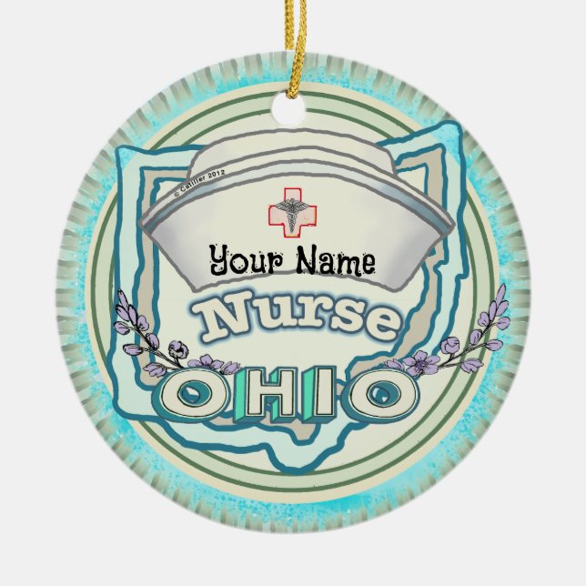 Ornamento De Cerâmica Enfermeira de Ohio (Frente)