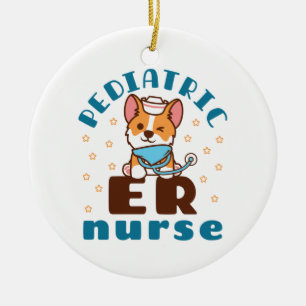 Ornamento De Cerâmica Enfermeira de PS Pediátrico