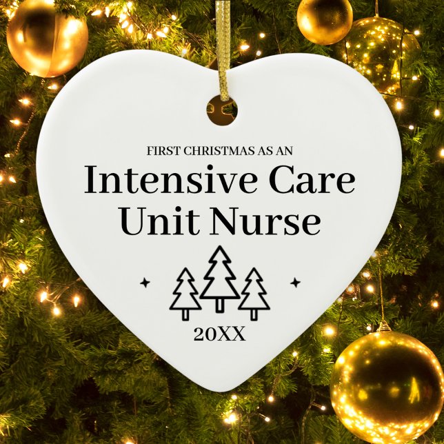 Ornamento De Cerâmica Enfermeira de Unidade de Cuidados Intensivos Enfer (Intensive Care Unit Nurse New Job Christmas Ceramic Ornament
)