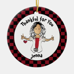 Ornamento De Cerâmica Enfermeira Enfermeira Enfermeira Cartoon Orçamento