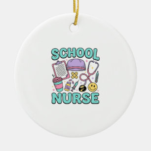 Ornamento De Cerâmica Enfermeira Escolar Camisa Vintage Colagem Médica D