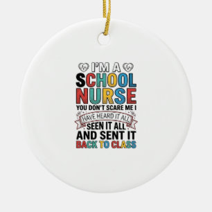 Ornamento De Cerâmica Enfermeira Escolar Ouviu Tudo Camisa de Professora