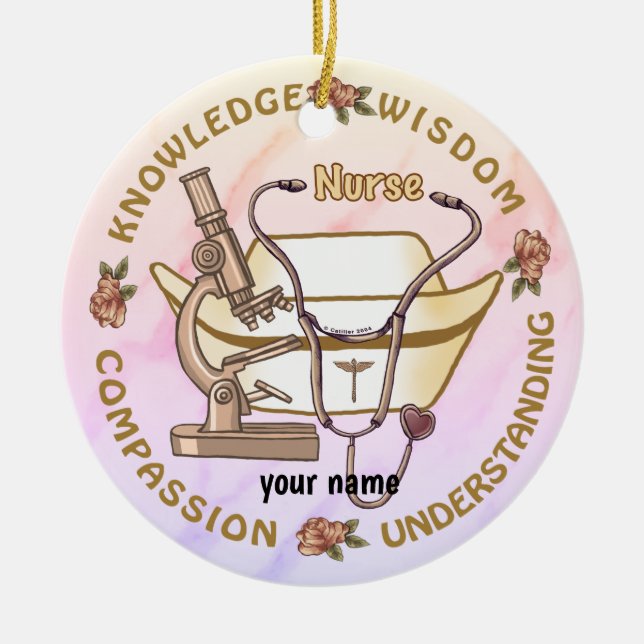 Ornamento De Cerâmica enfermeira legal Sepia (Frente)