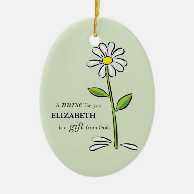 Ornamento De Cerâmica Enfermeira Nascimento Religiosa Margarida Verde Pe (Frente)