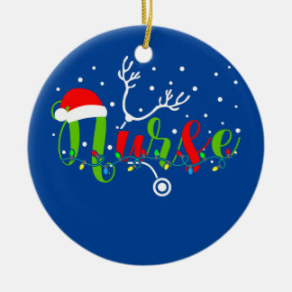 Ornamento De Cerâmica Enfermeira Natal - Estetoscópio de Neve Santa Hat