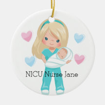 Enfermeira NICU Personalizada segurando o Natal do